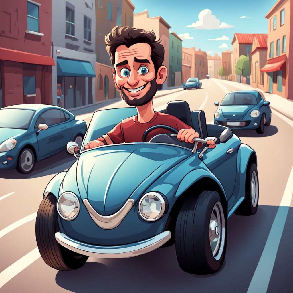 A man is driving a brand new car cartoon by Ei Ei - Playground