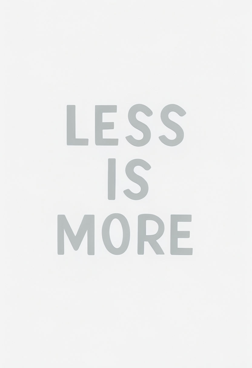 Soft Gray 'Less Is More' Minimalist Typography Poster