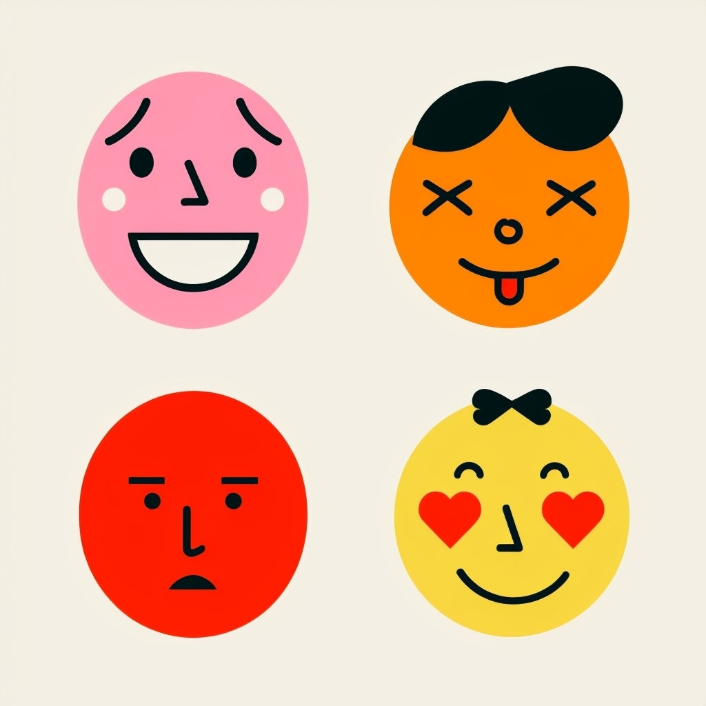 Playful Cartoon Faces in a 2x2 Grid T-Shirt