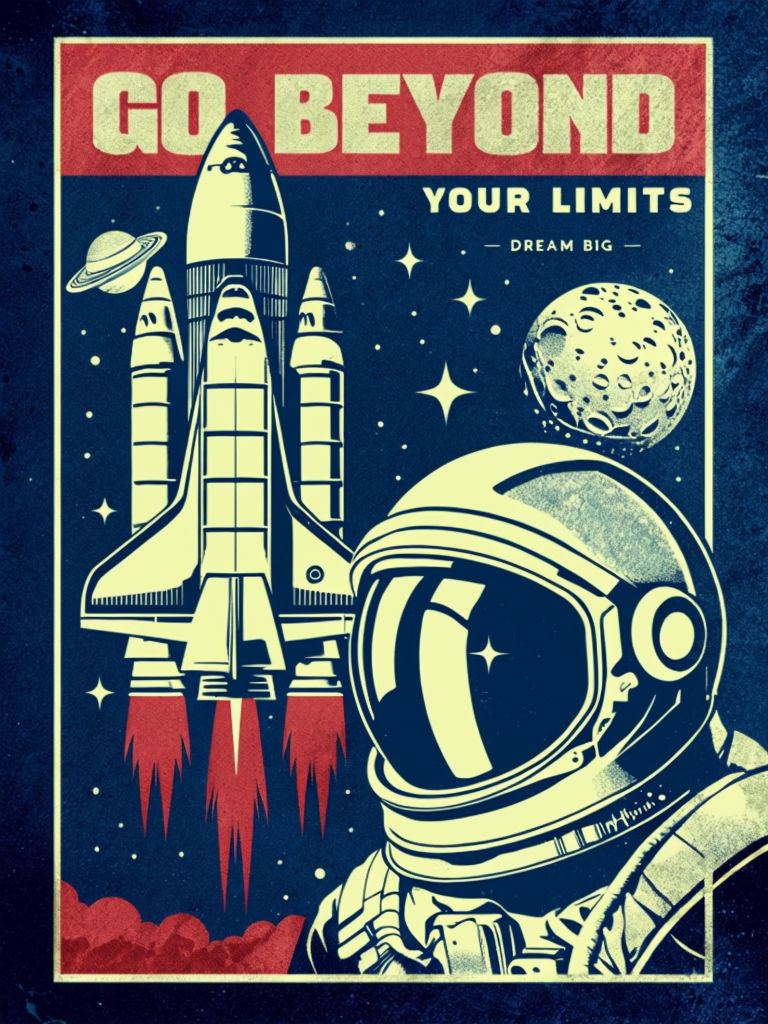 Retro Space Shuttle Adventure Vintage Poster