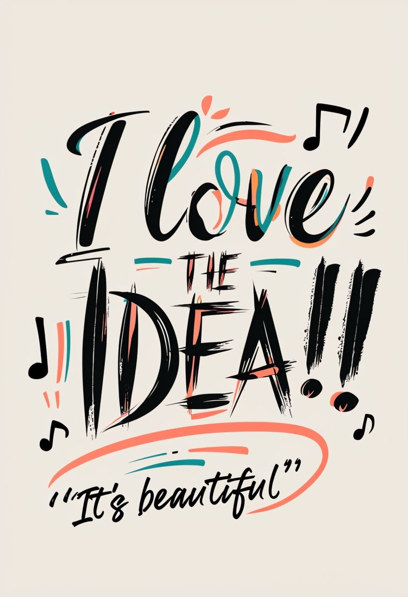 Cheerful I Love The Idea Hand-Drawn Typography Art