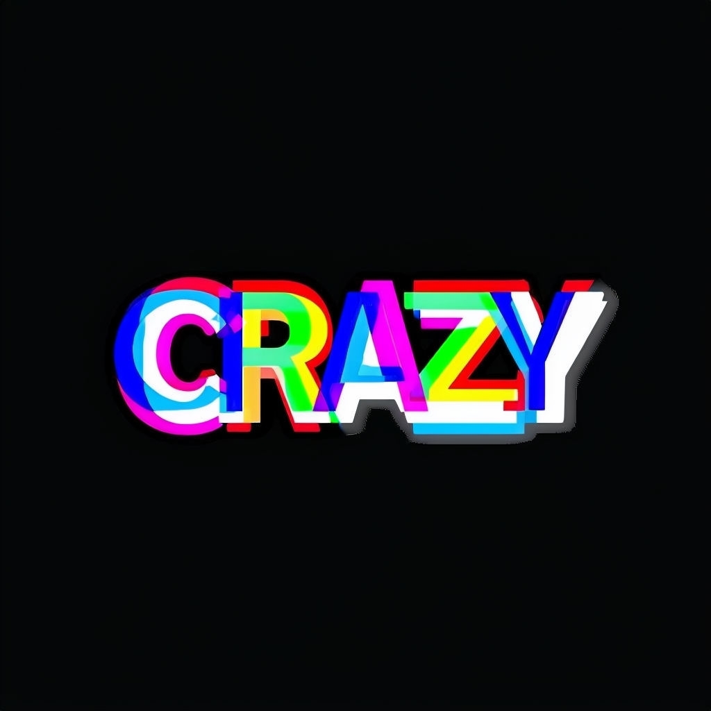 Bold Neon CRAZY Typography with Glitch Effect T-shirt