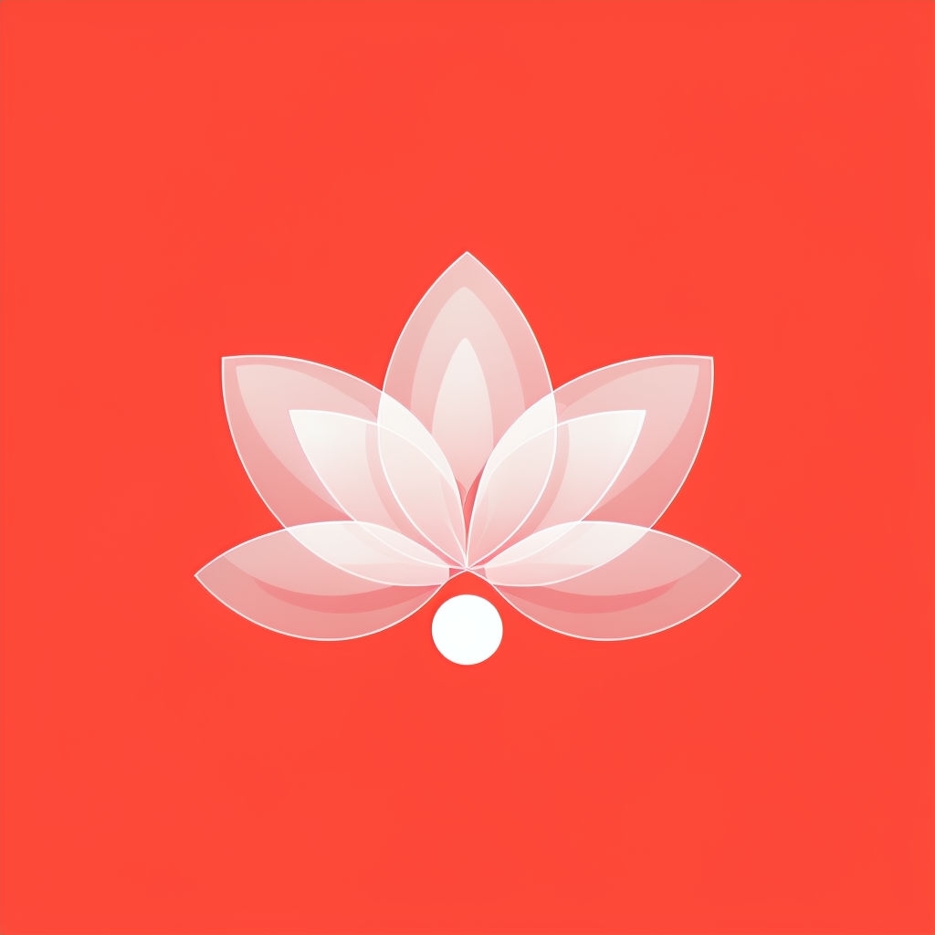 Minimalist White Lotus Flower Illustration on Coral Background Logo