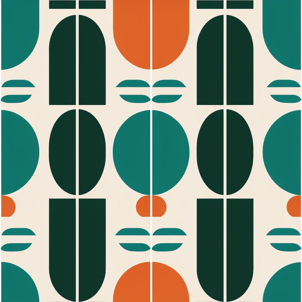 Modern Geometric Seamless Pattern in Teal and Orange Design