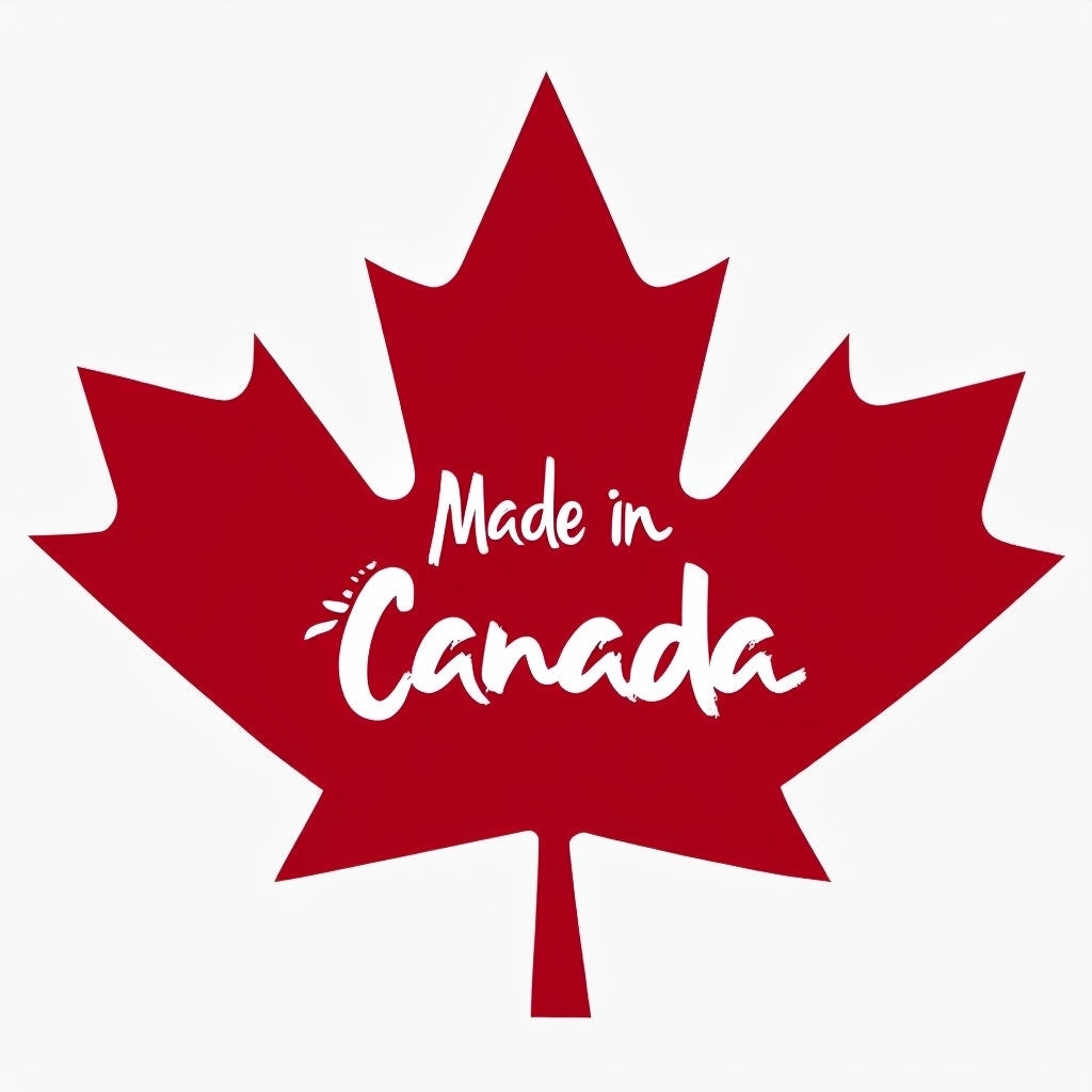 Minimalist Red Maple Leaf Design with Made in Canada Text Sticker