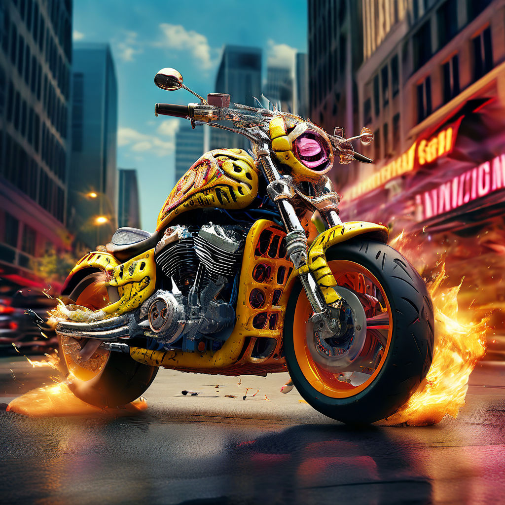 Surrealistic motorcycle mimics Spongebob-themed Crocs by MrMark Sr ...