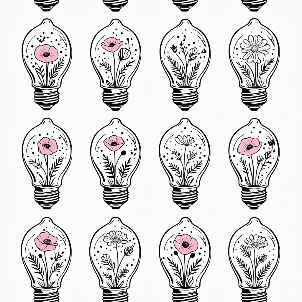 Botanical Light Bulb Seamless Pattern Design for Floral Lovers