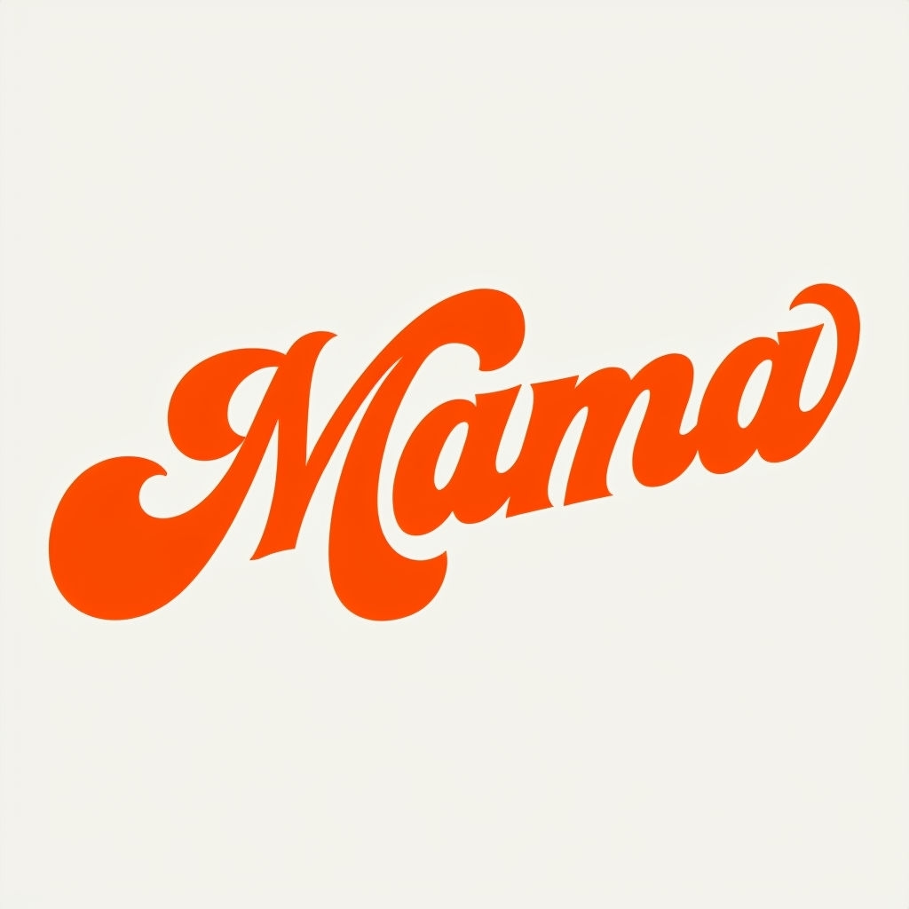 Vibrant Orange 'Mama' Typography Design with Flourishes Hat