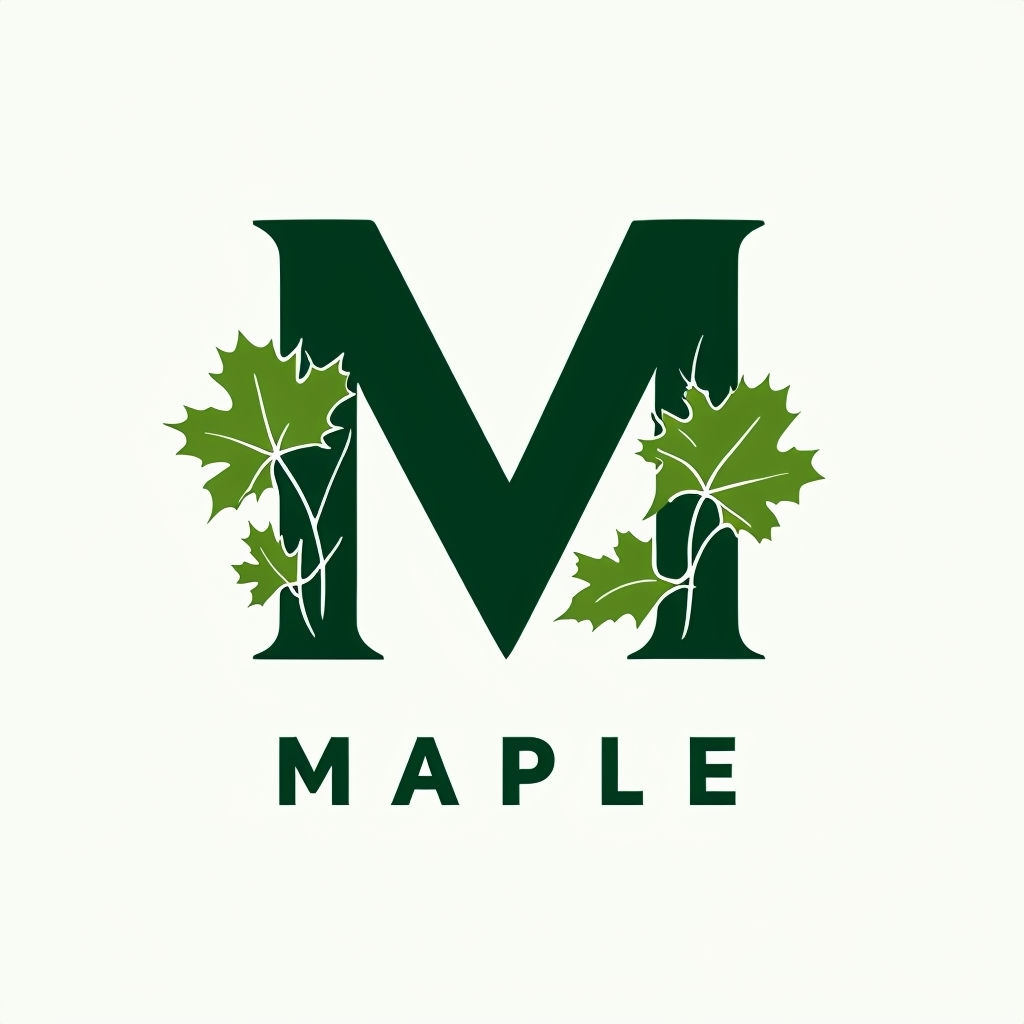 Modern Minimalist Deep Green Maple Monogram Design