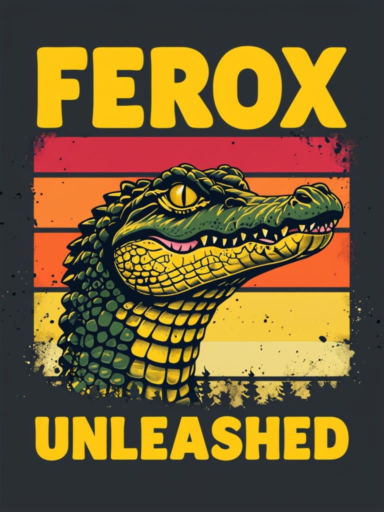 Fierce Retro Alligator Head Illustration T-Shirt