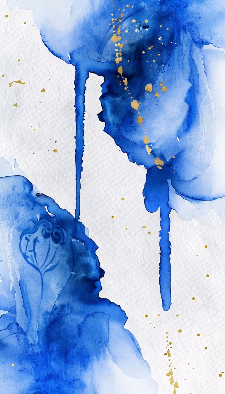 Serene Blue and White Abstract Watercolor Wallpaper Design