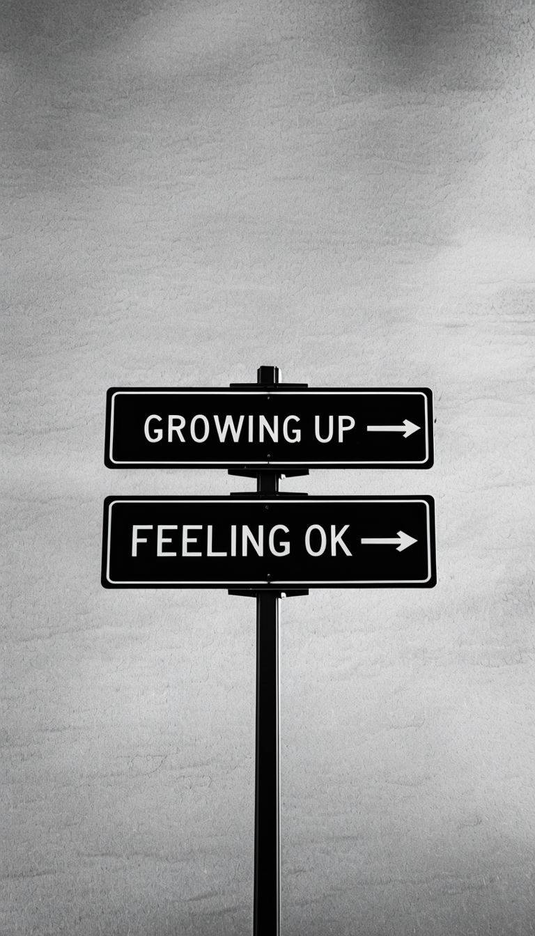 Minimalist Black and White Growing Up Feeling OK Graphic Mobile Wallpaper