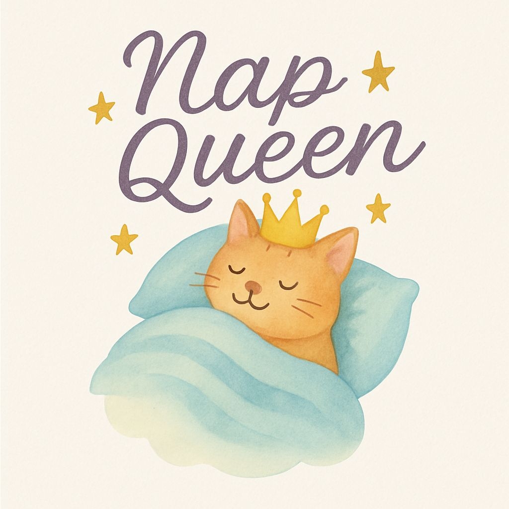 Whimsical Orange Cat Nap Queen Watercolor Illustration Sticker