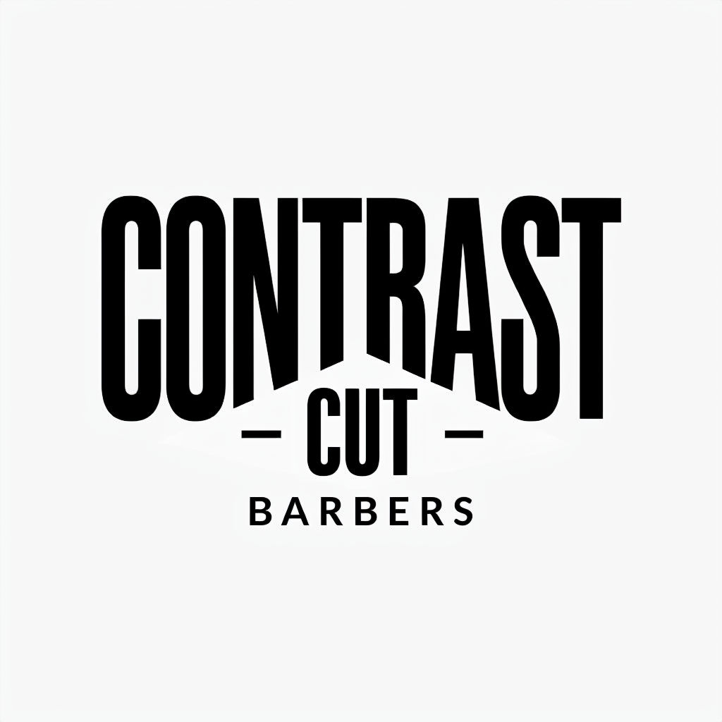 Modern Contrast Cut Barbershop Logo with Bold Typography
