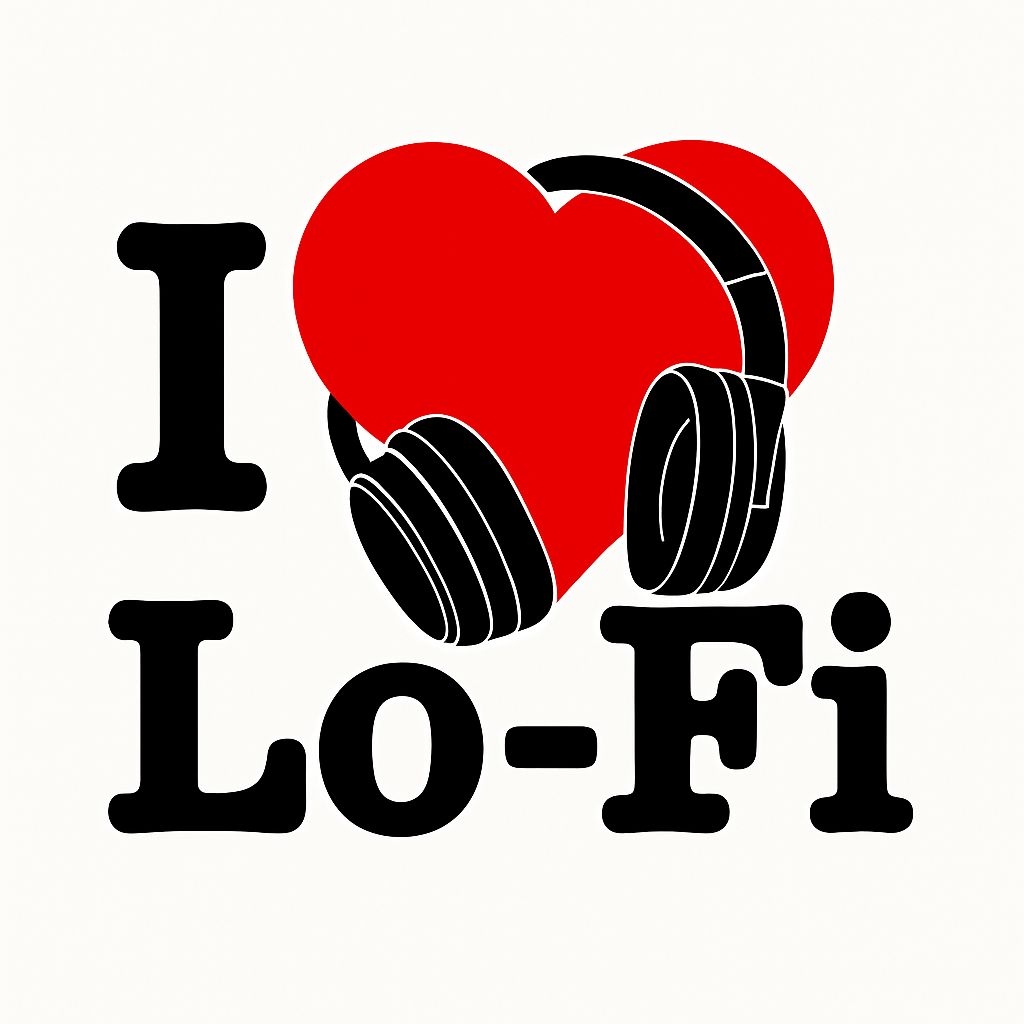 Minimalist Red Heart with Headphones Lo-Fi Music Sticker