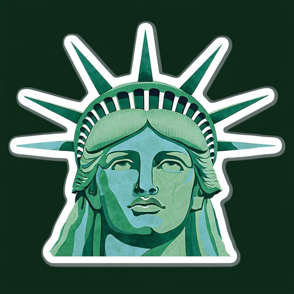 Stylized Statue of Liberty Face Illustration Art