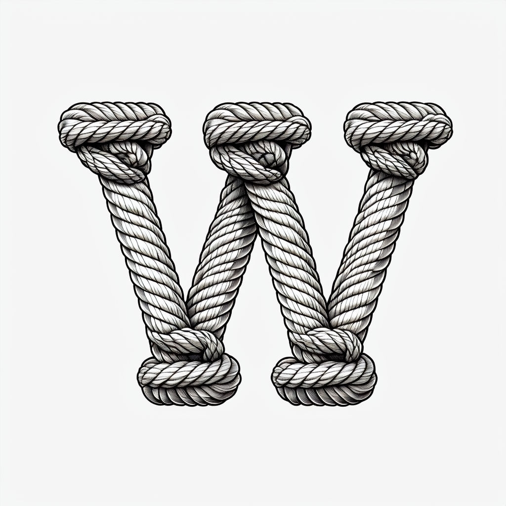 Intricate W Monogram Design with Woven Rope Texture Sticker