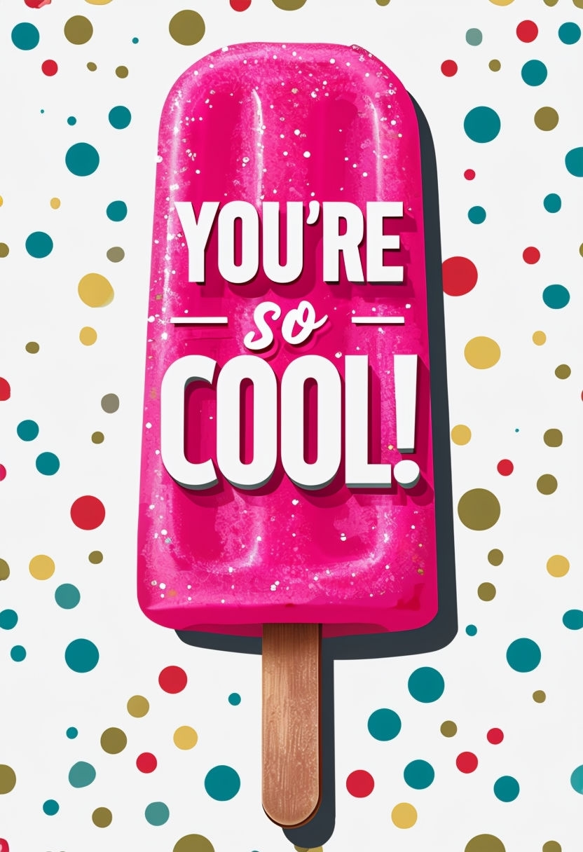 Vibrant Pink Ice Cream Popsicle You’re So Cool Sticker