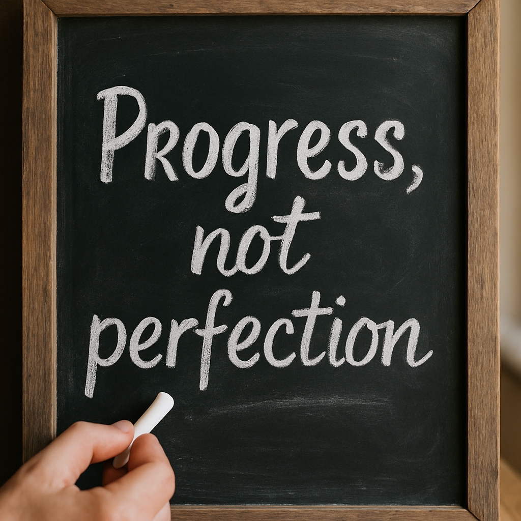 "Motivational Progress Not Perfection Chalkboard Quote Social Media Post"