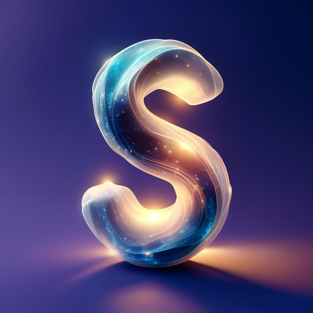 Cosmic 3D Letter S Monogram Design in Vibrant Colors