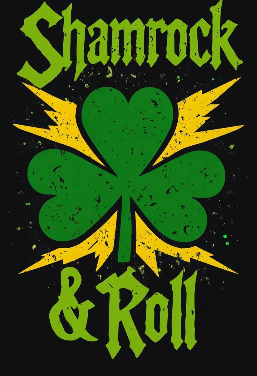 Shamrock & Roll Grungy Rock Band St. Patrick's Day T-Shirt