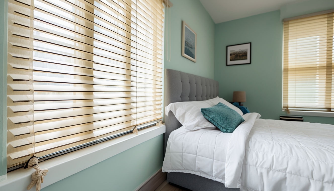 Cozy Minimalist Bedroom Scene with Bright Natural Light Virtual Backgrounds