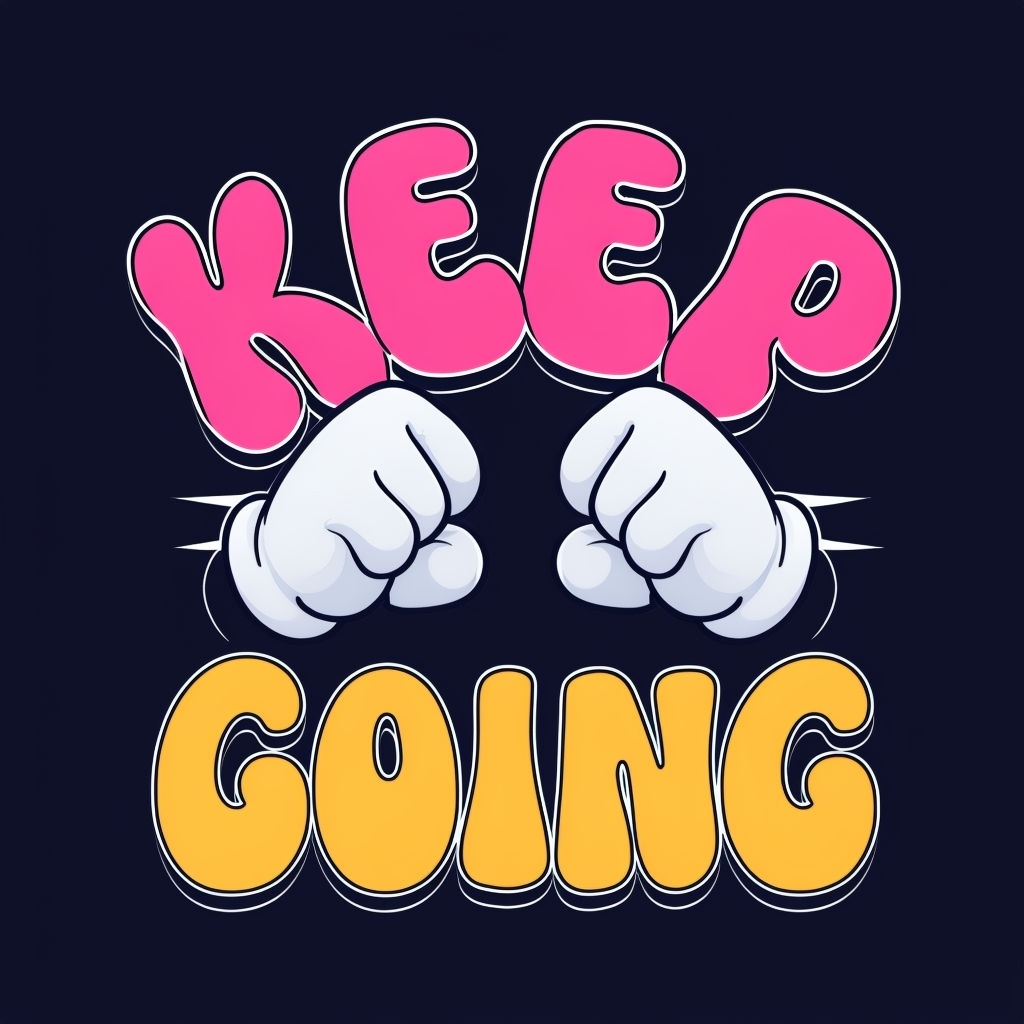 Keep Going Motivational Cartoon Design T-Shirt