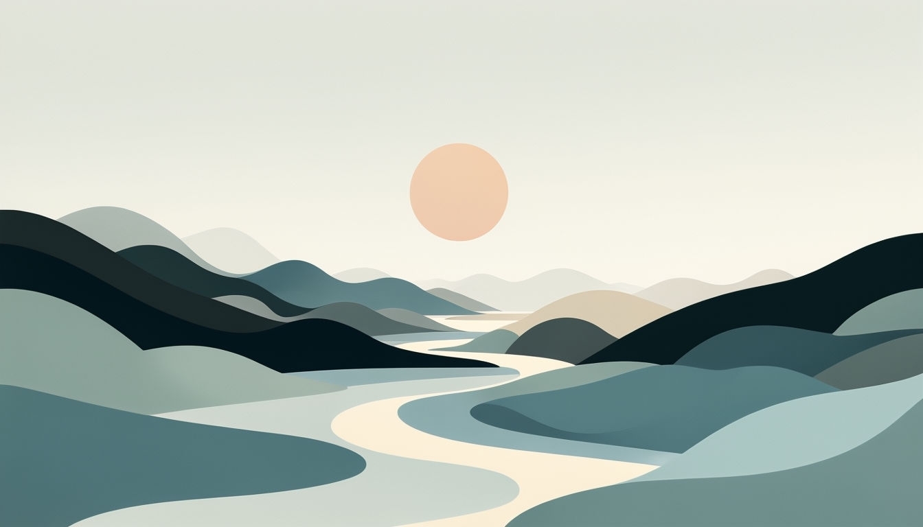 Pastel Minimalist Abstract Landscape Virtual Background