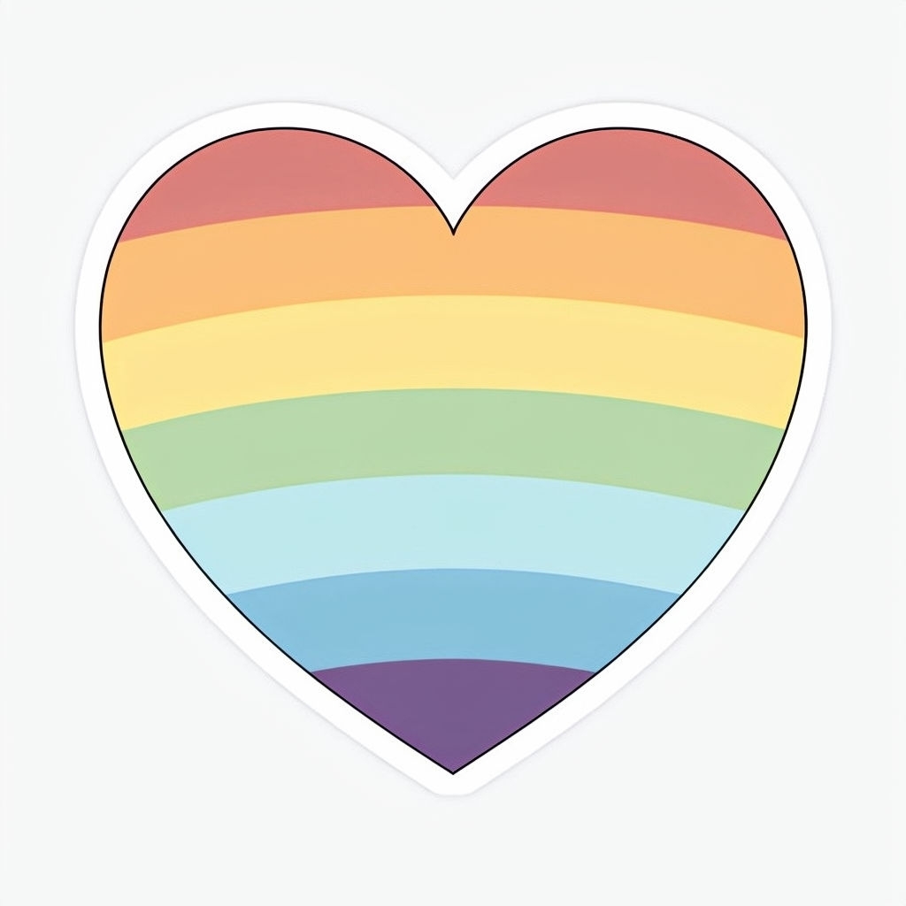 Pastel Rainbow Heart Sticker with Pride Colors Design