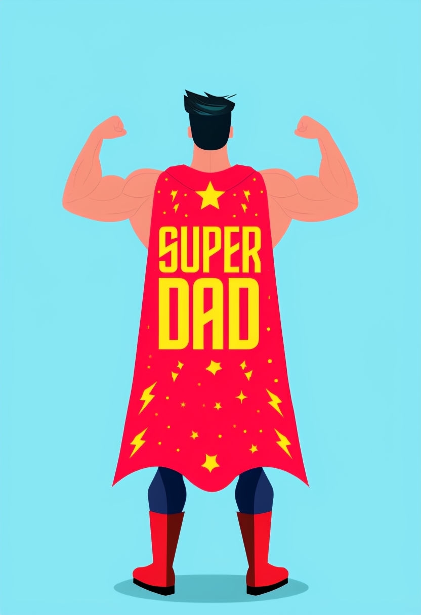 Superhero Dad Illustration for Father's Day Celebration Card