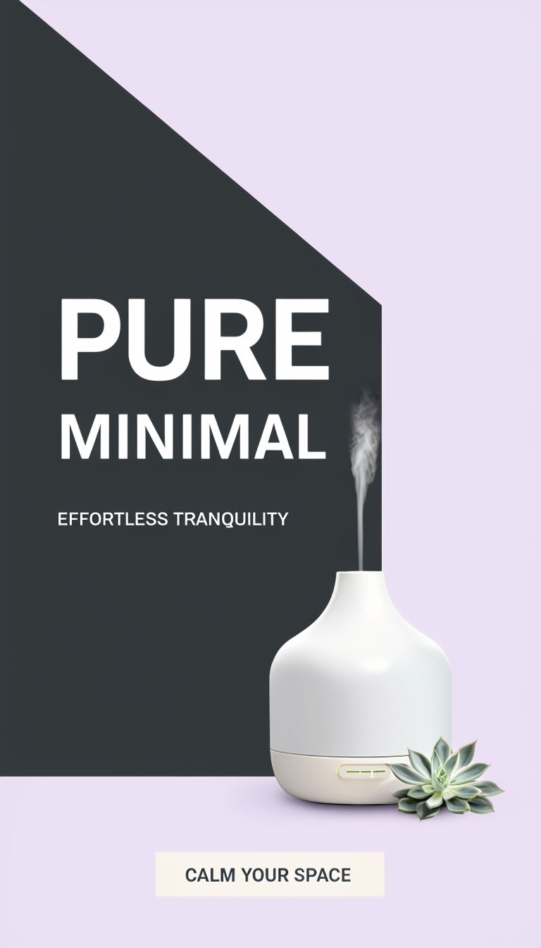 Elegant Minimalist Diffuser Advertisement Design for Tranquility Ads