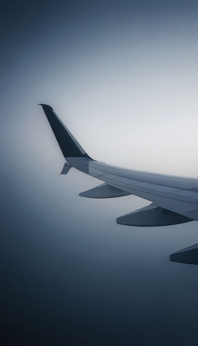 Minimalist Airplane Wing Photography with Gradient Background Mobile Wallpaper