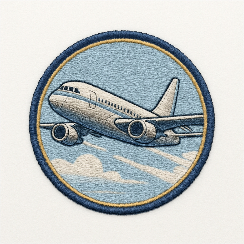 Vintage Airliner Embroidered Patch Design for Hats