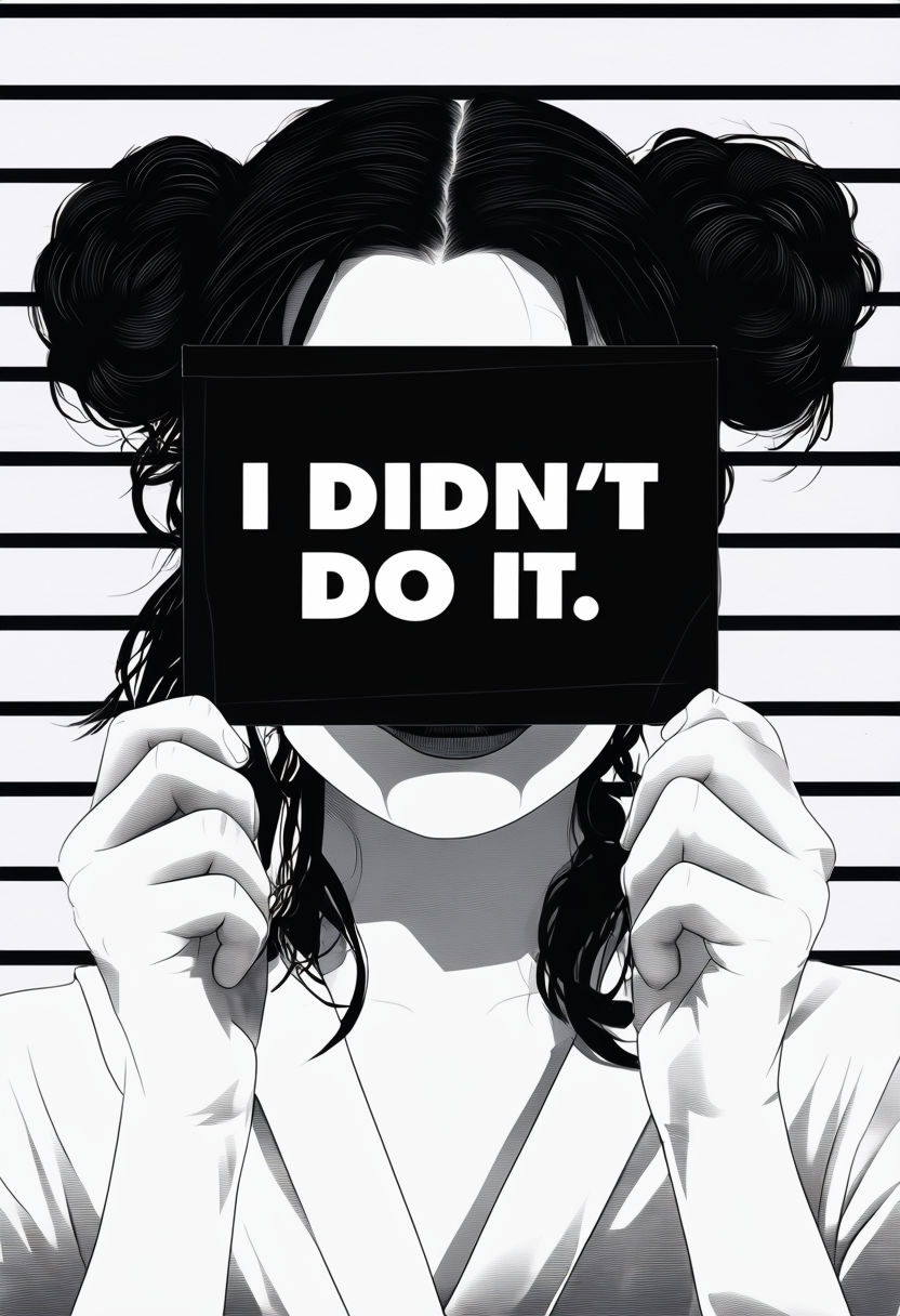 "I Didn't Do It Muck Shot Illustration in Black and White Poster"