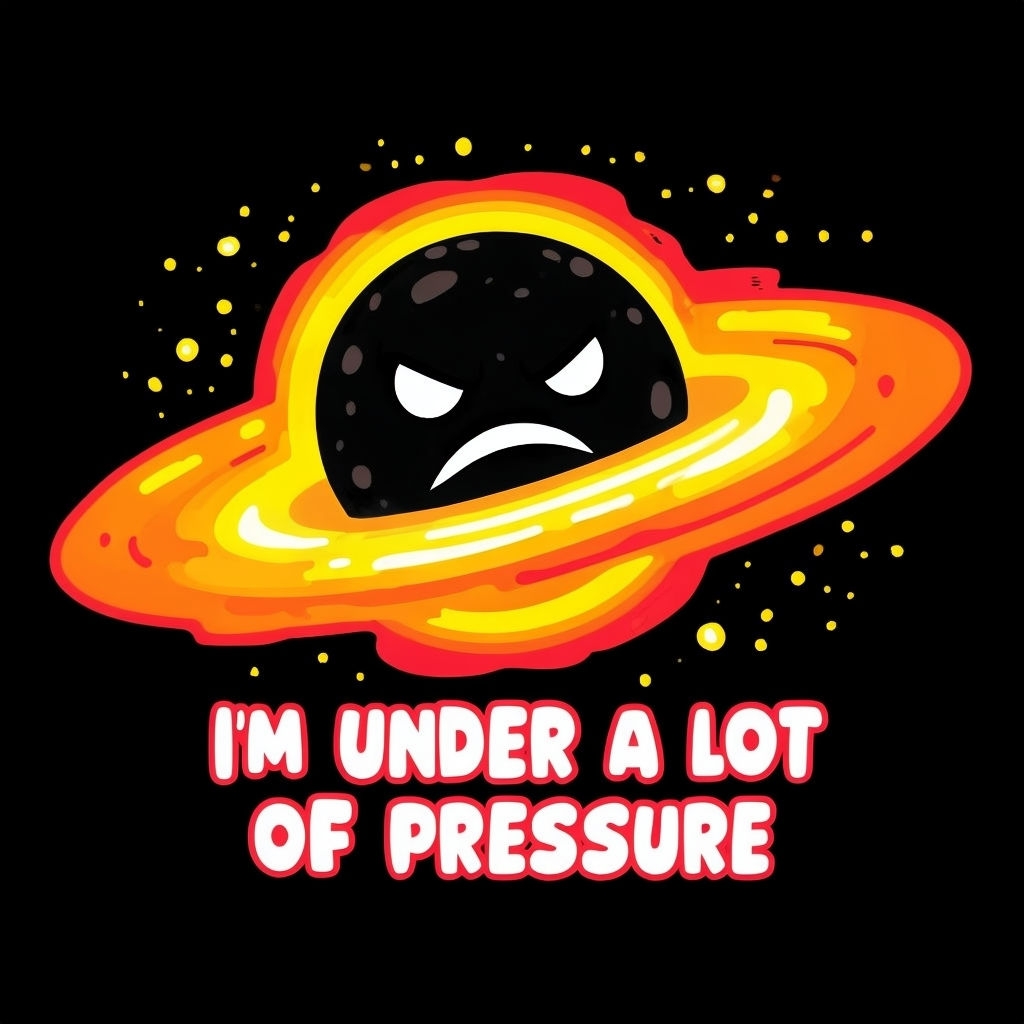 Angry Black Hole with Pressure Quote Cartoon T-Shirt