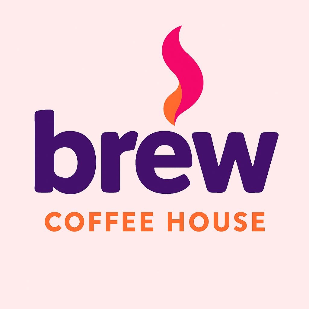 Minimalist Brew Coffee House Logo with Abstract Flame Design
