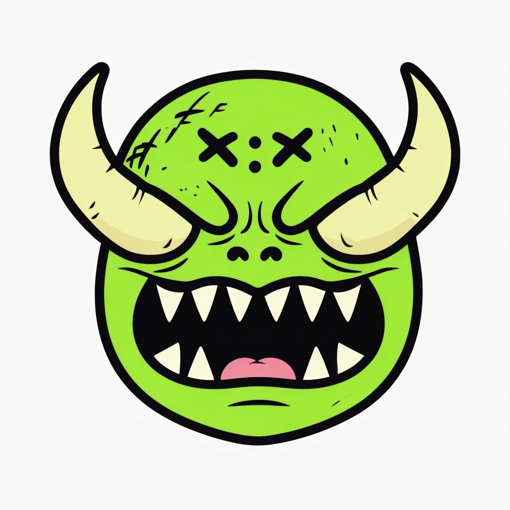 Playful Lime Green Monster Face Cartoon T-Shirt