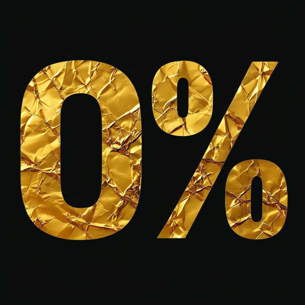 Crumpled Gold 0% Text on Black Background Graphic Poster