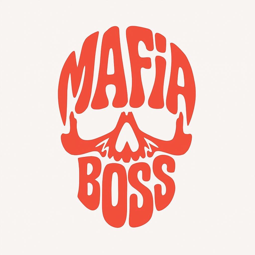 Bold Red Mafia Boss Skull Typography Sticker