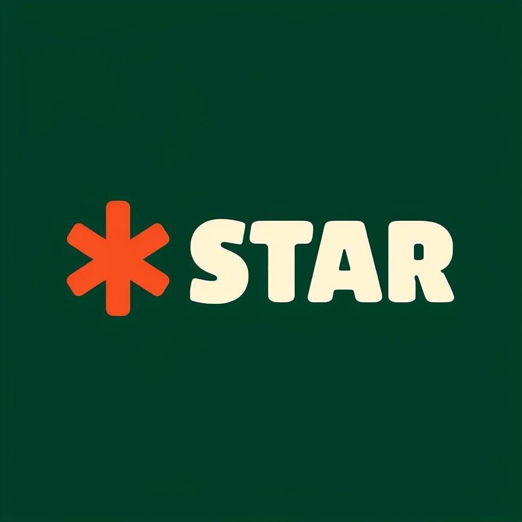 Minimalist Forest Green STAR Logo with Retro Font Design