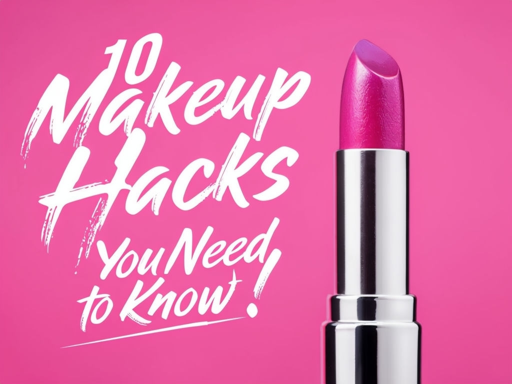 Vibrant Pink Lipstick and Makeup Hacks Promotional Graphic Social Media Post