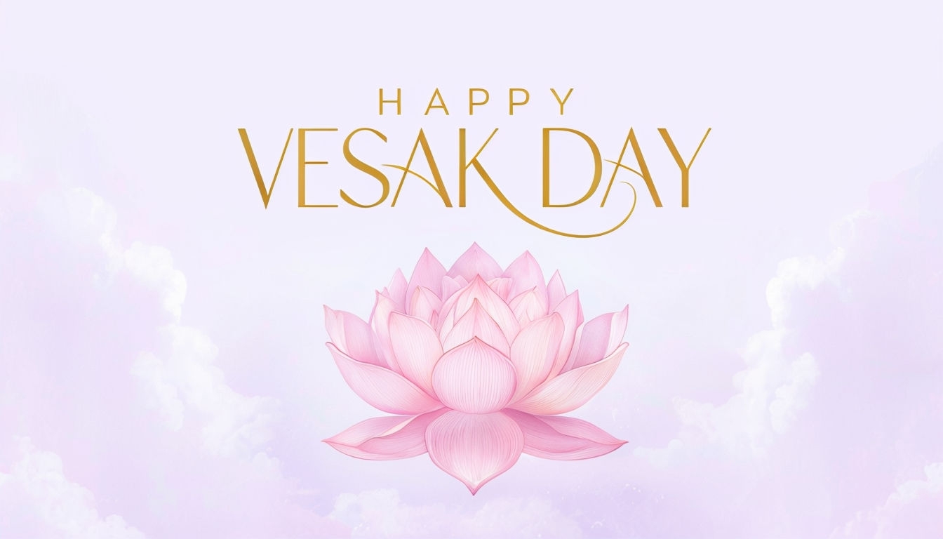 Serene Happy Vesak Day Lotus Flower Social Media Post