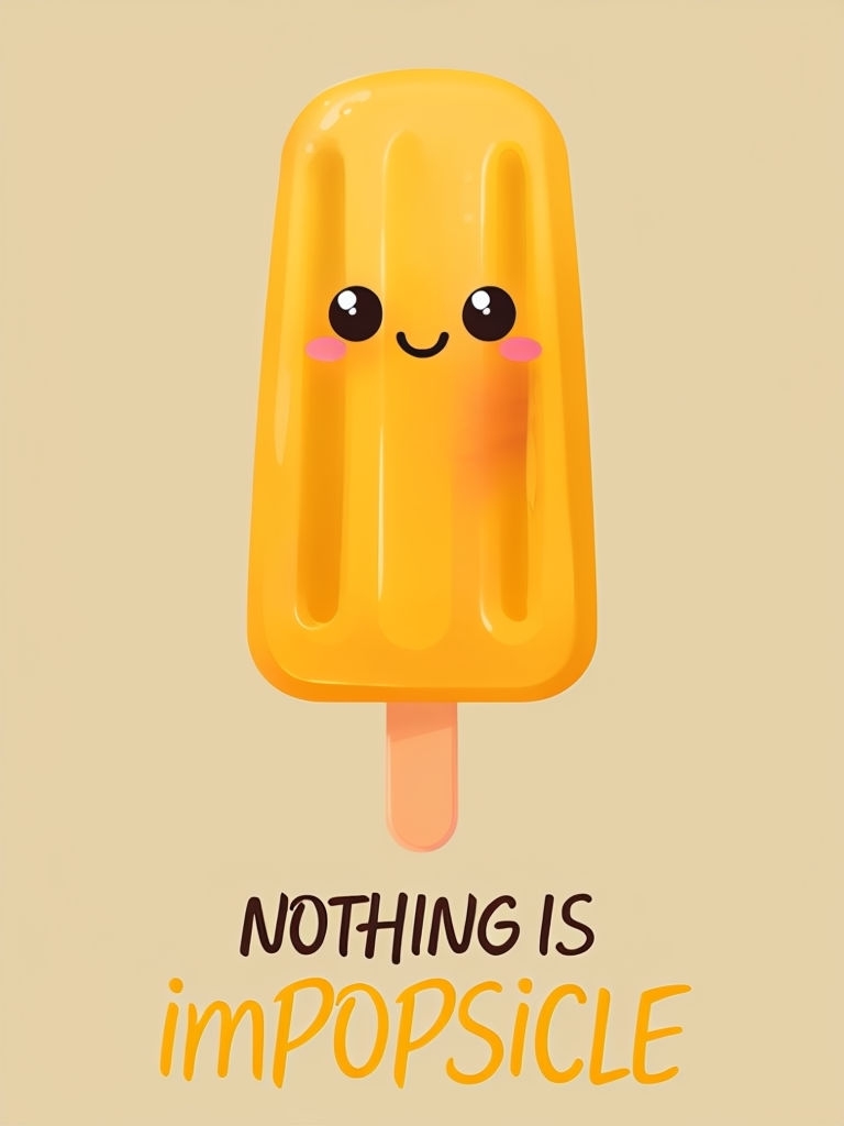 Cheerful Cartoon Ice Cream imPOPSicle Illustration Poster