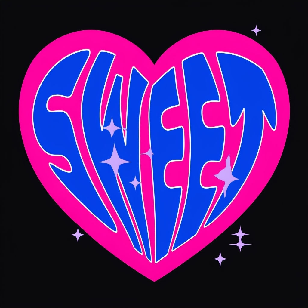 Vibrant Sweet Heart Illustration with Stars Cheerful Sticker