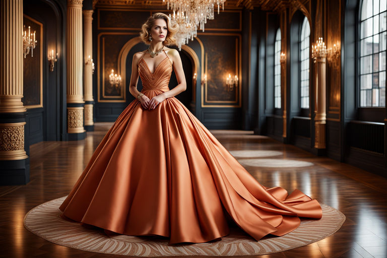 peach colored gown