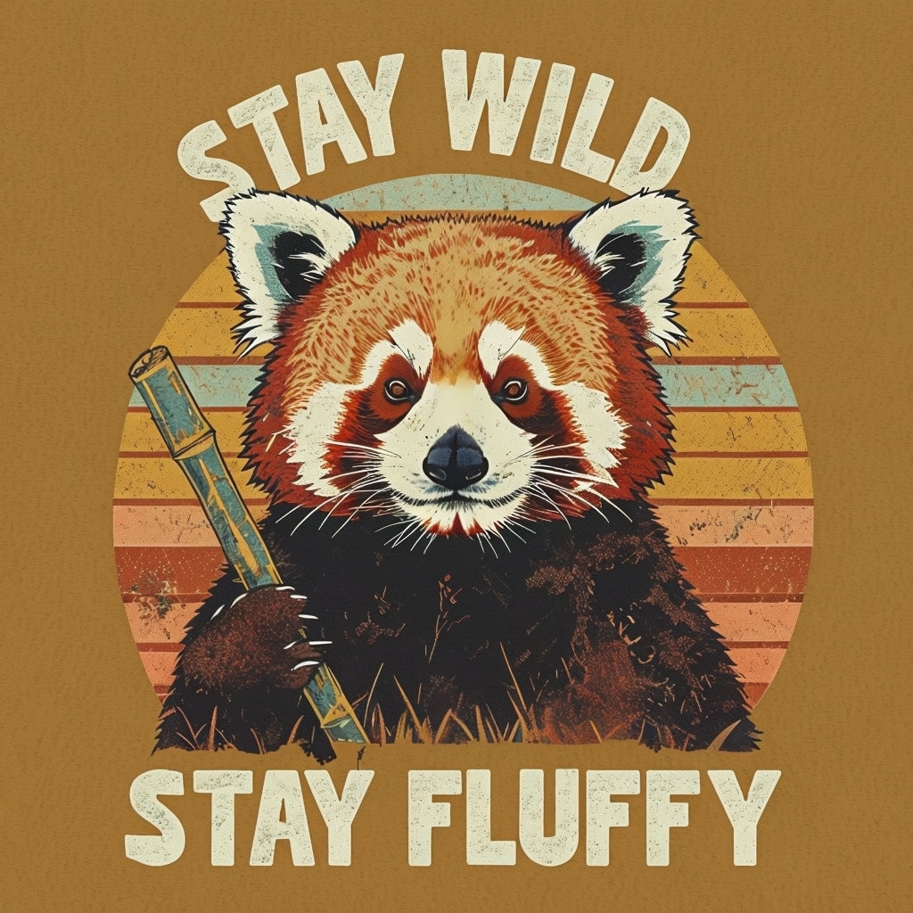 Vintage Red Panda Stay Wild Stay Fluffy T-Shirt