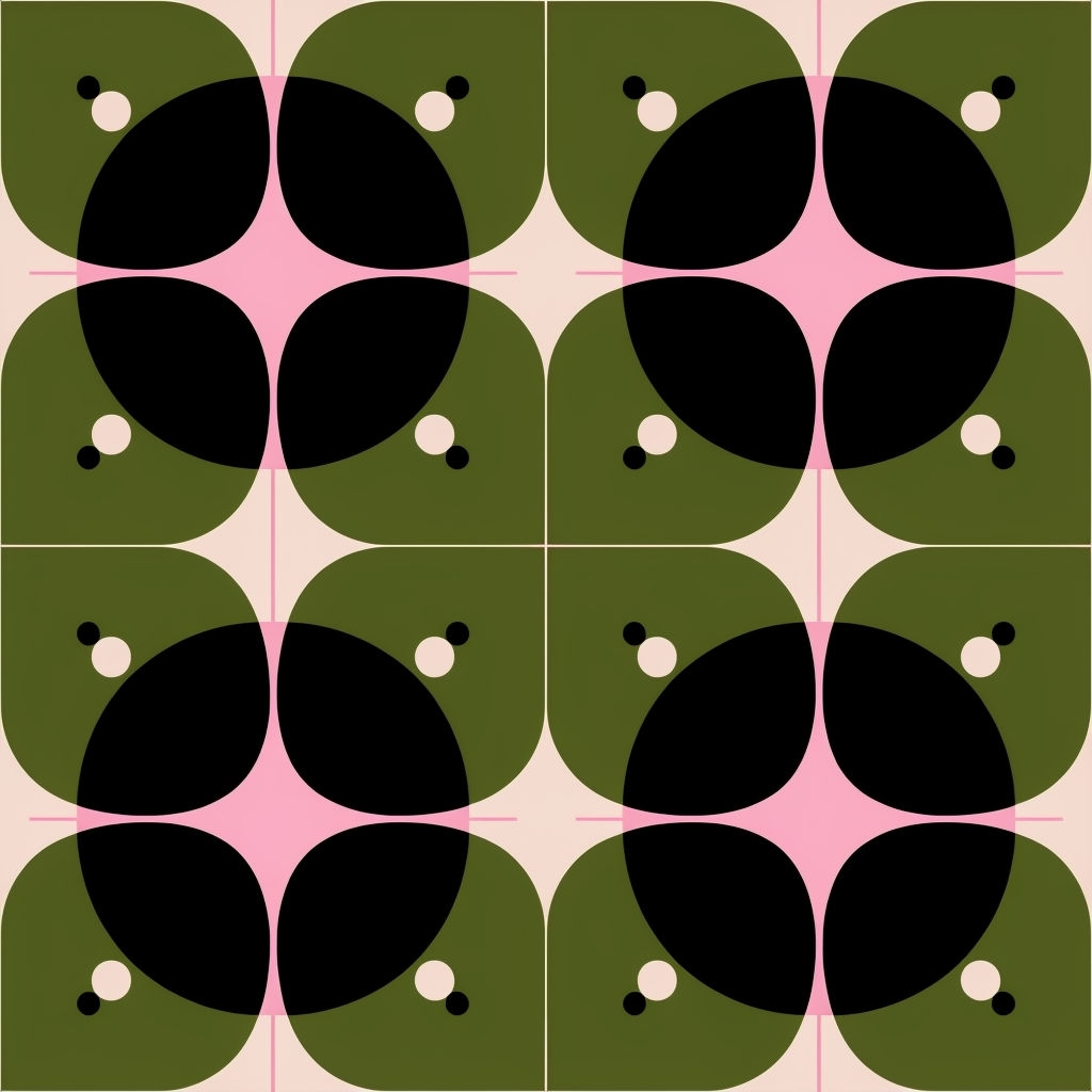 Modern Geometric Black and Green Circle Pattern Design Seamless Pattern