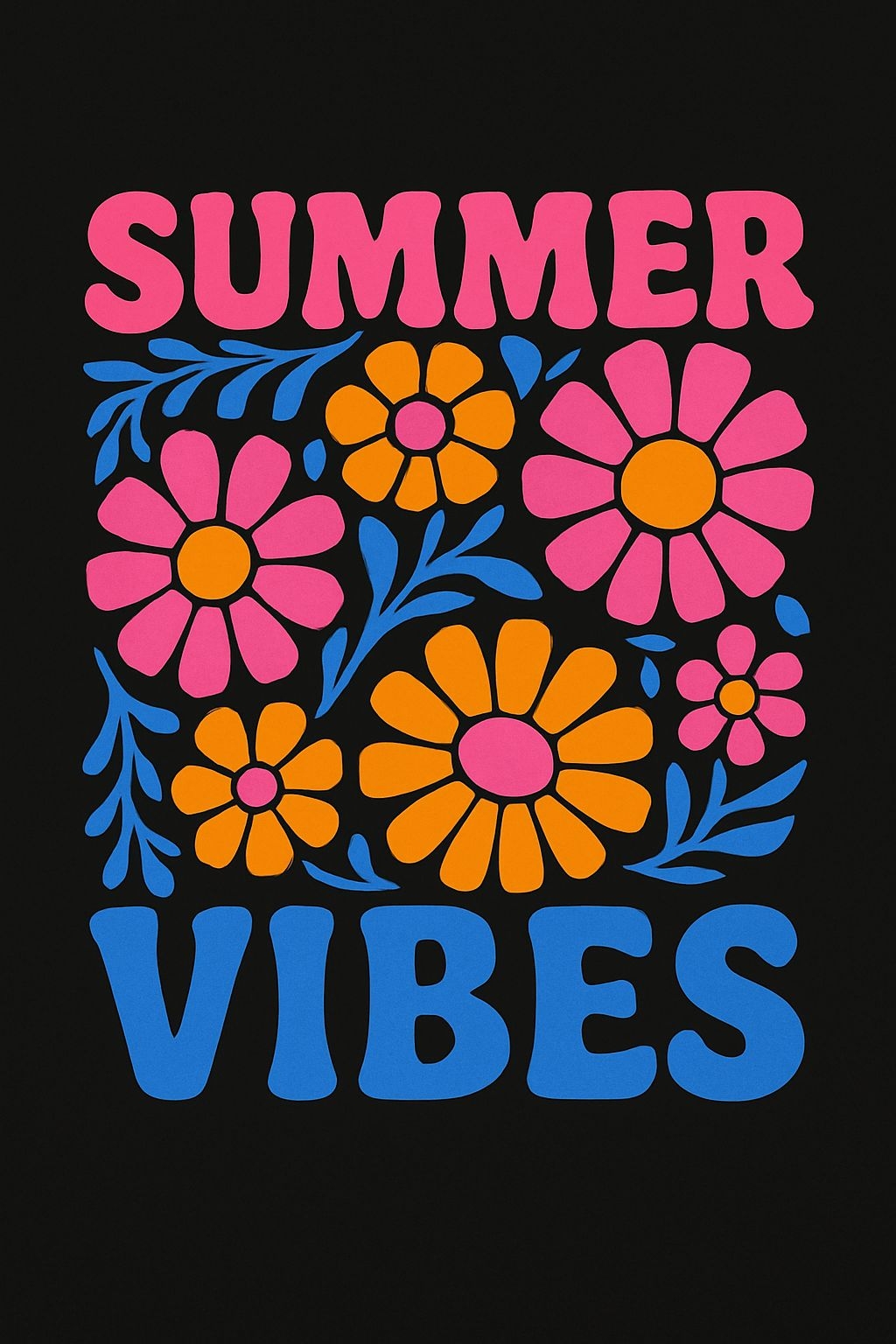 Vibrant Summer Vibes Floral Design T-Shirt