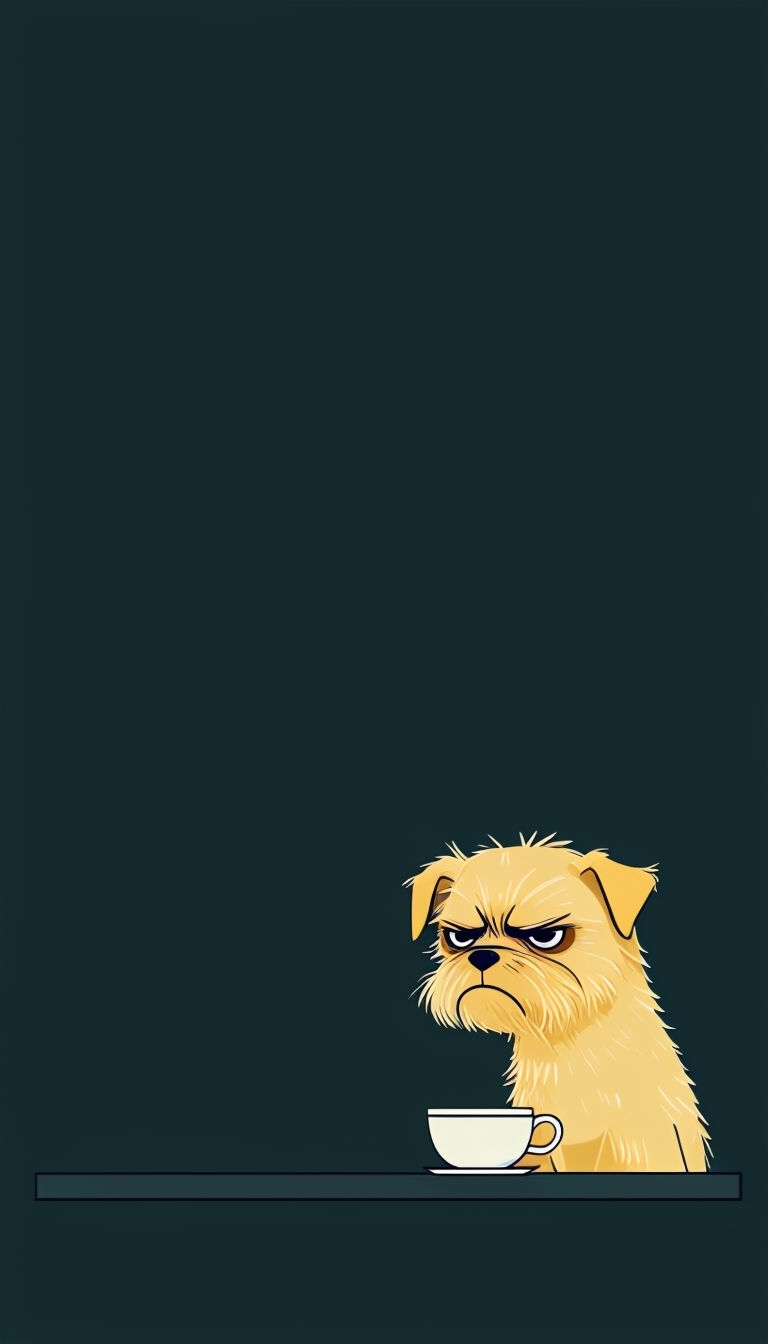 Grumpy Scruffy Dog with Tea Vector Graphic Phone Case Cover