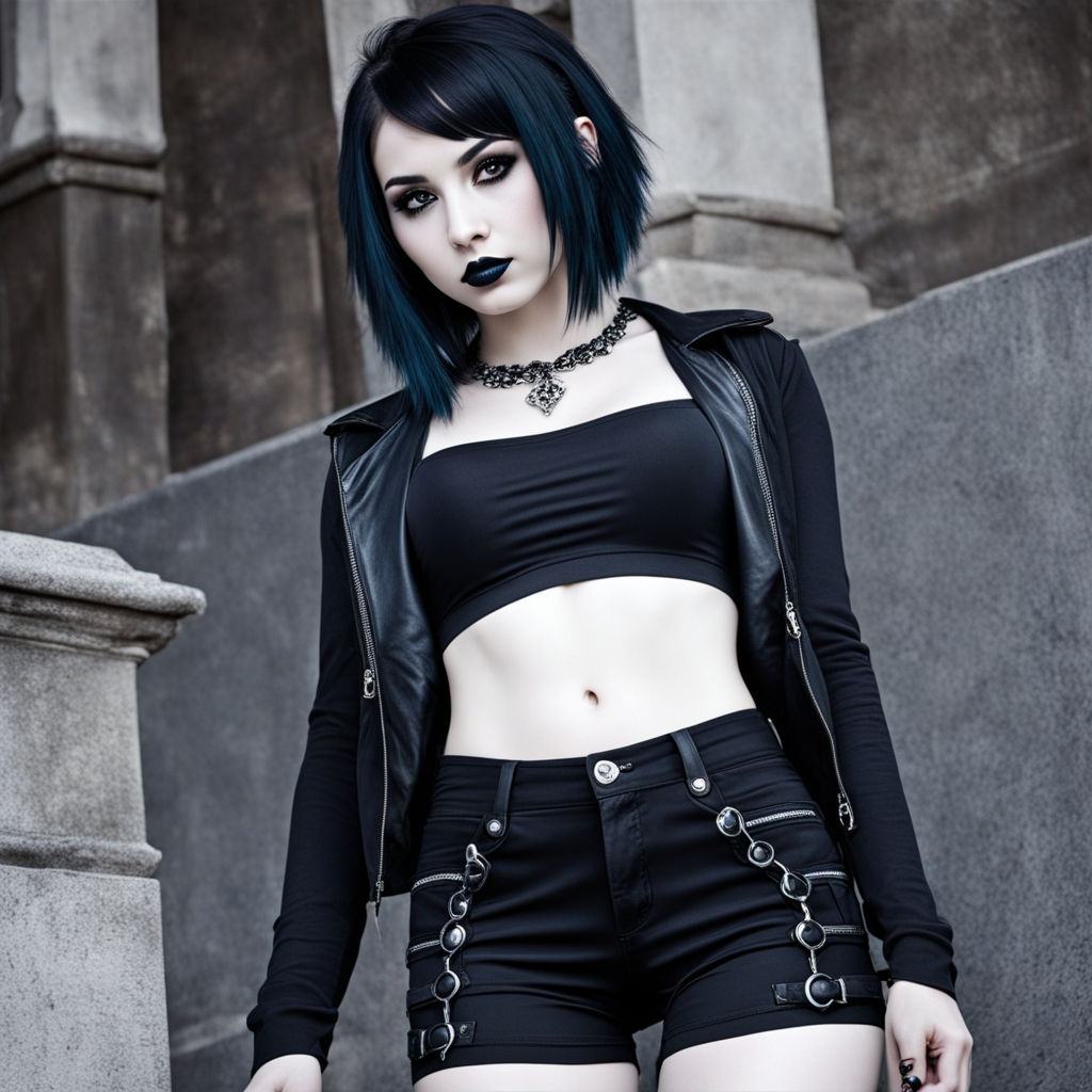 Cute goth girl in tight shorts by AUSTIN - Playground